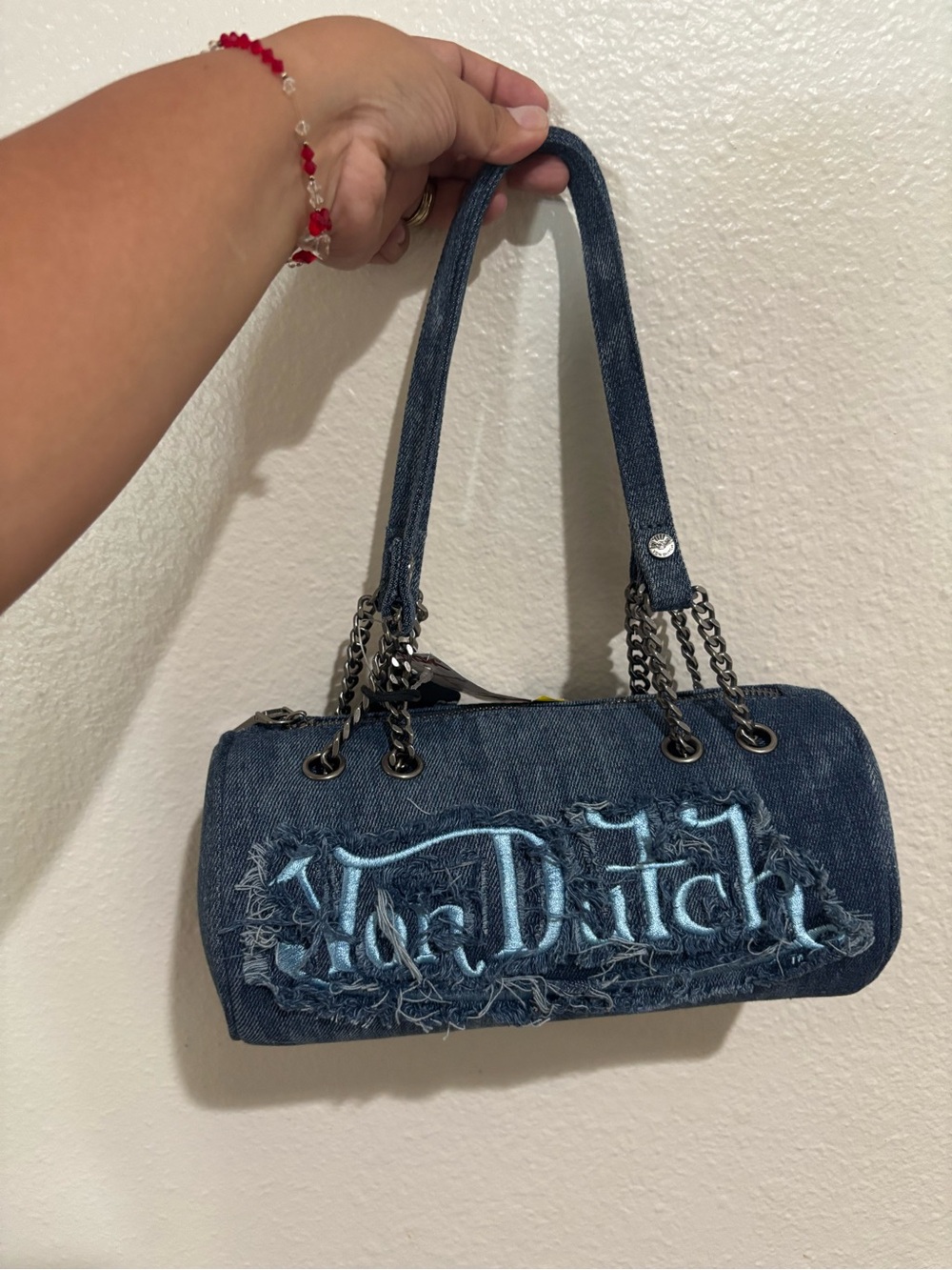 Von Dutch Denim Barrel Shoulder Bag in Blue - Picture 2 of 10